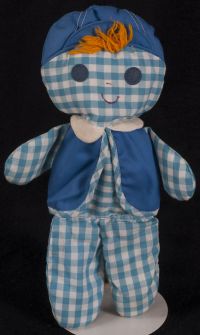 Fisher Price Cholly Rag Doll #419 Blue Gingham Boy Plush Vtg 1977